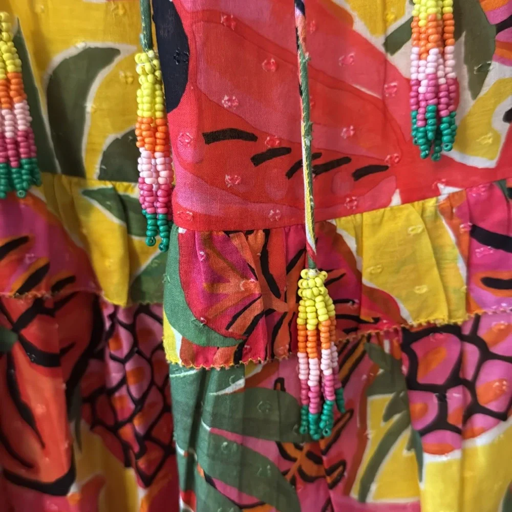 Farm Rio Vibrant Pink and Yellow Sleeveless Dress - Picture 4 of 4